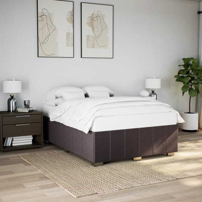 vidaXL - Bedframe - zonder - matras - stof - donkerbruin - 160x200 - cm