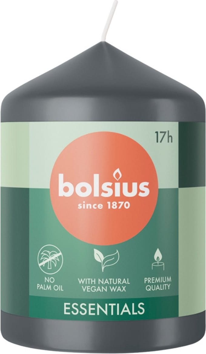 Bolsius - Stompkaars - Essentials - 80/58 - 1 Stuk - Stormy Grey