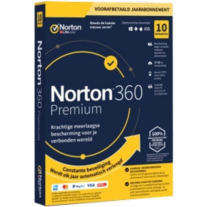 Norton 360 Premium virusscanner beveiligingssoftware. 10 apparaten | 1 jaar