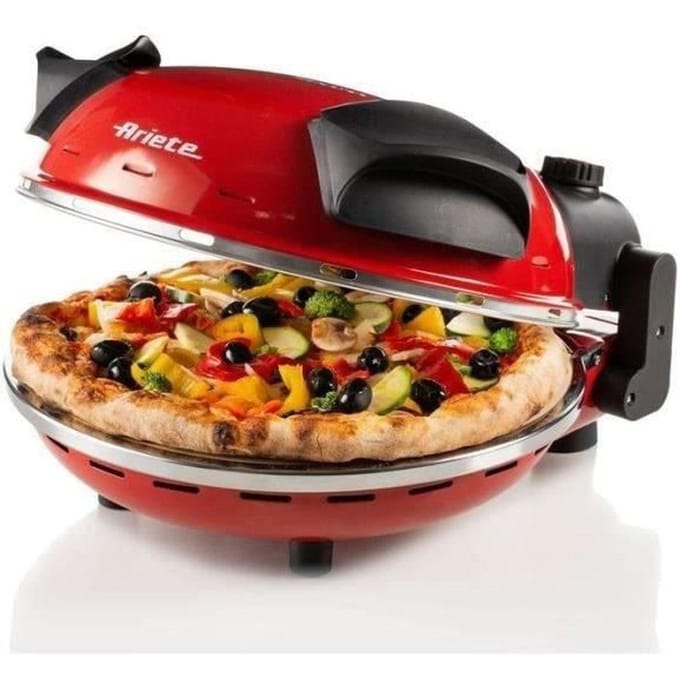 Four a Pizza électrique ARIETE - Rouge - Pierre réfractaire - 1200W - Diametre 33cm - Température max 400°C