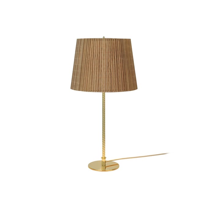 Gubi tafellamp 9205, messing, kap van BAMBUS, hoogte 58 cm