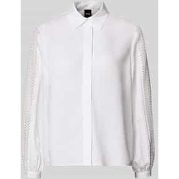 relaxed fit overhemdblouse van mix van lyocell en linnen model 'BADORA'