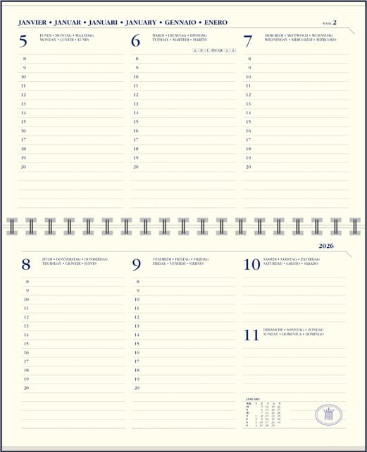 Agendavulling 2027 Ryam Memoplan 7 Compact 7 dagen/2pagina's landscape crème
