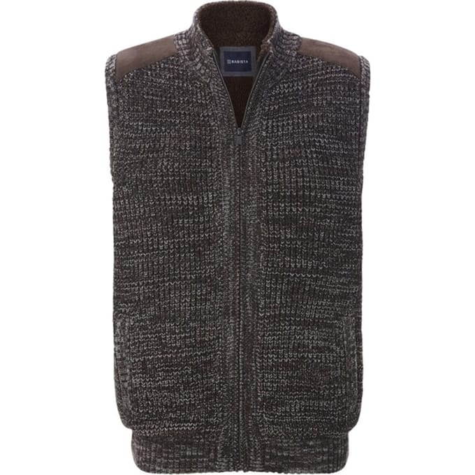 Babista herren Gebreide Bodywarmer - 48/50 - donkerbruin - Plus Size