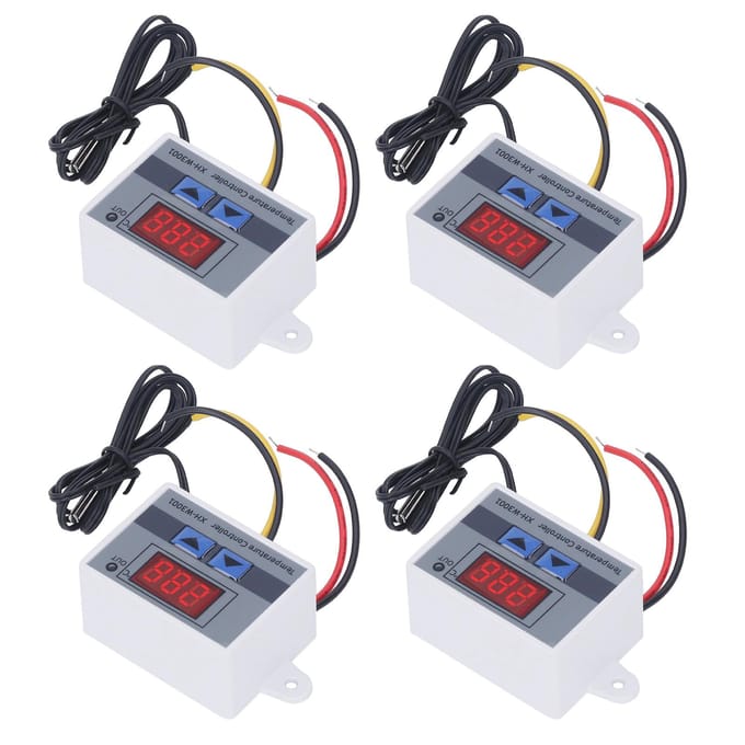 Lot de 4 thermostats numériques à LED, contrôleur de température, module de commutation pour chauffage et refroidissement, 12 V, 120 W white