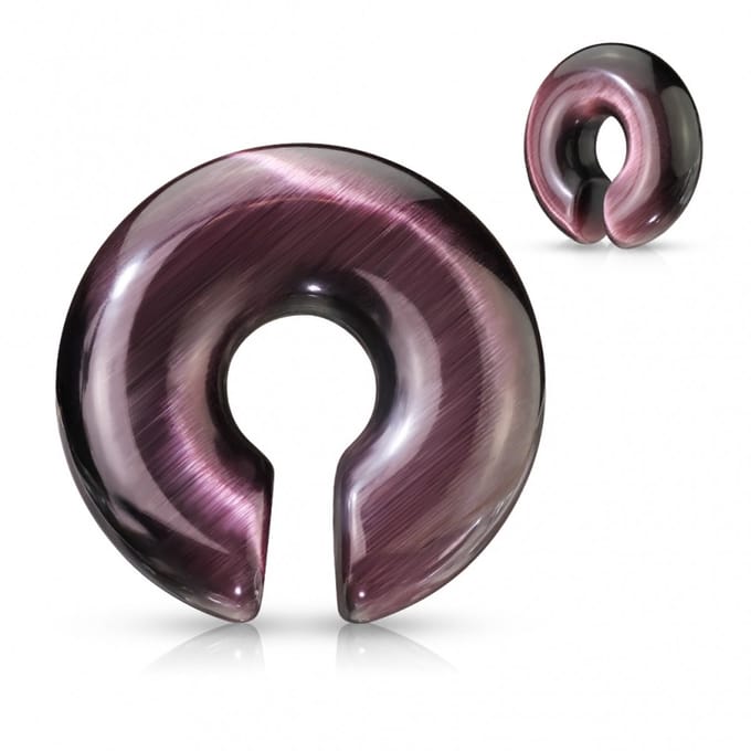 Taper natuursteen open ring 6 mm - Purple Cat Eye - LMPiercings