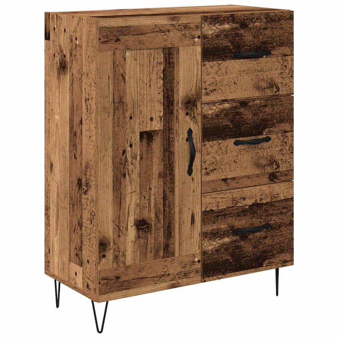 vidaXL - Dressoir - met - lade - Oudhout - 69,5 - x - 34 - x - 90 - cm - Geconstrueerd - hout