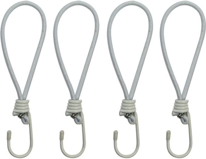 ProPlus Elastische tentspanners met haak - 20 cm - wit - set van 4
