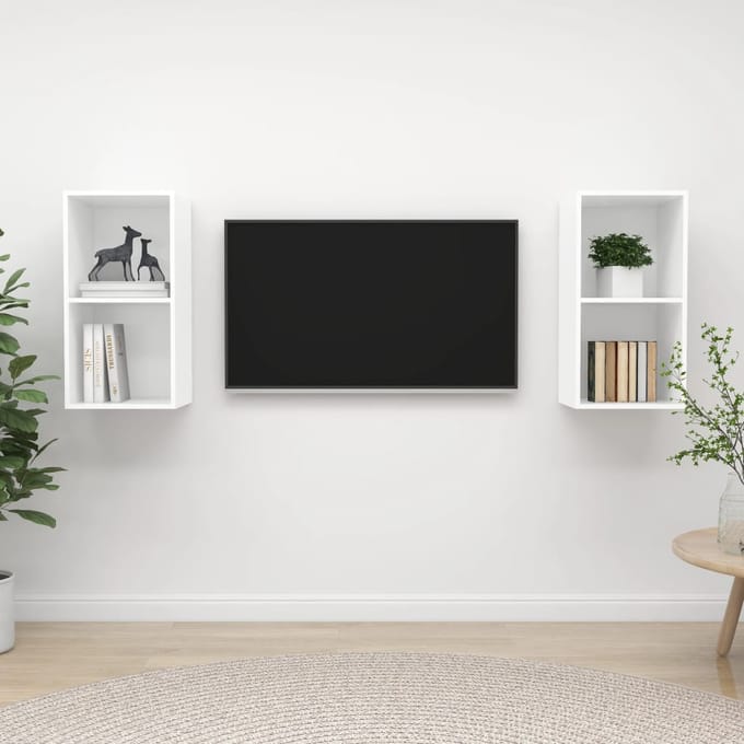 vidaXL - Tv-wandmeubelen - 2 - st - bewerkt - hout - wit