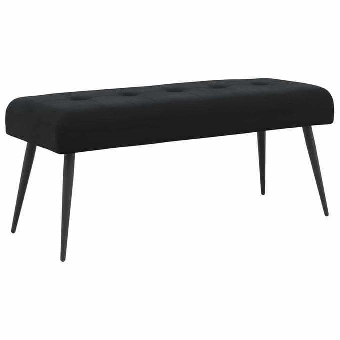 vidaXL - Bank - met - knopen - tufting - Zwart - 110 - x - 40 - x - 46 - cm - fluweel