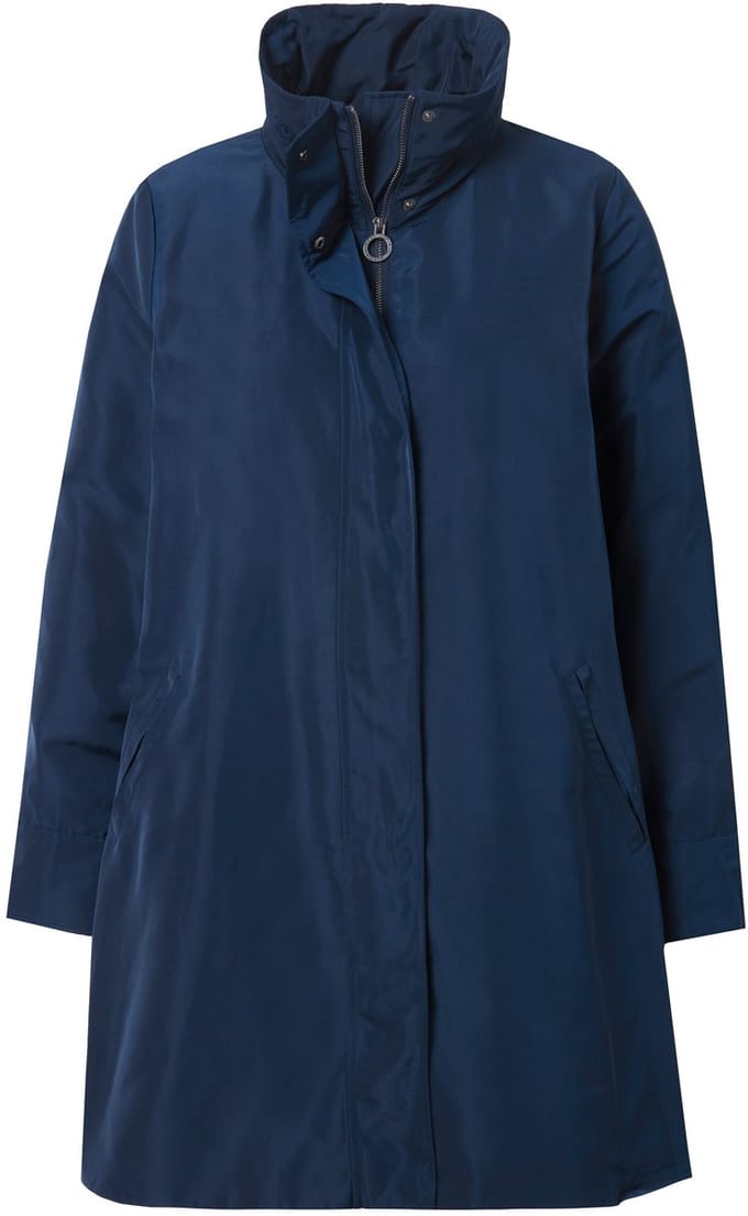 Ulla Popken - Dames - Jas A-lijn plooitjes op de achterkant opstaande kraag - Navy - Maat 54+