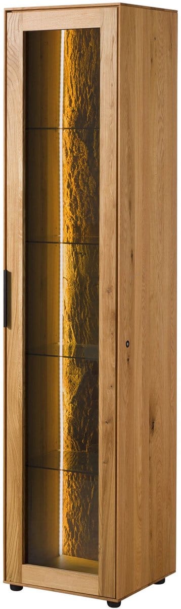 MASSIVMOEBEL24.DE wilde eik vitrine blank massief hout 46x43x203 cm geolied deels gemonteerd LINDAU volledig massief #20