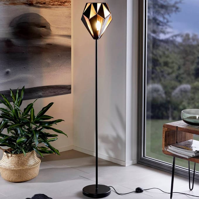 EGLO Carlton 1 Vloerlamp - E27 - 152,5 cm - Zwart/Koper