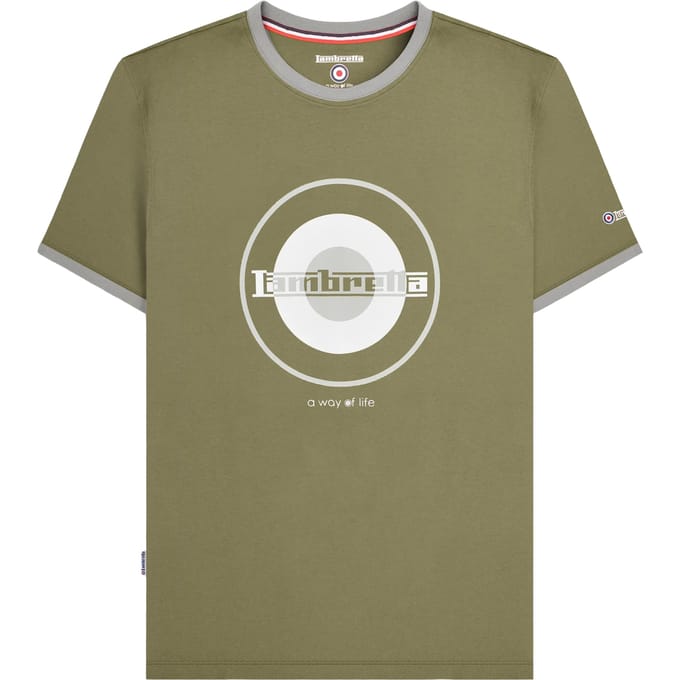 Lambretta Heren Target Ringer T-shirt (Kaki Groen/Grijs)