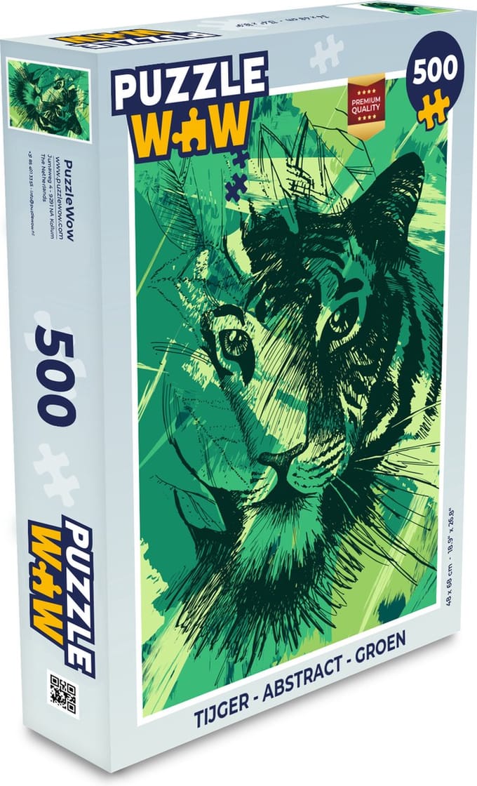 Puzzel Tijger - Abstract - Groen - Legpuzzel - Puzzel 500 stukjes