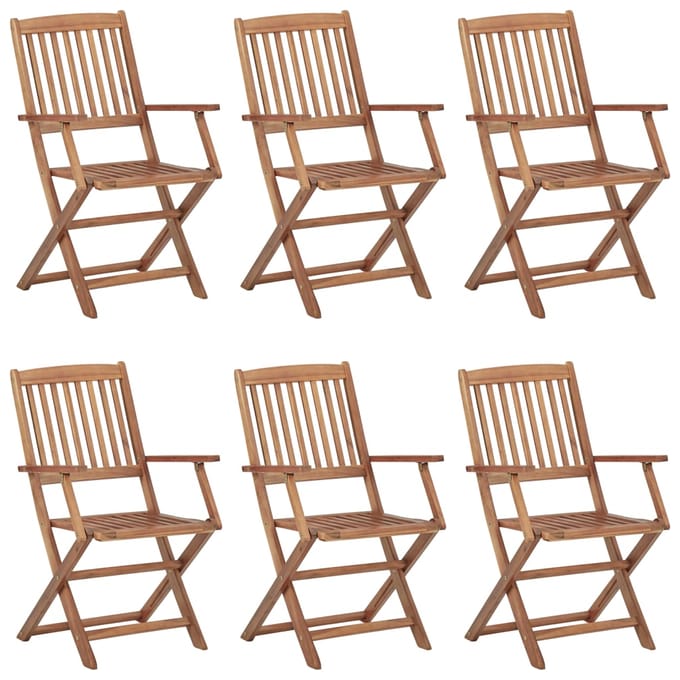 vidaXL - Inklapbare - stoelen - 6 - st - met - kussens - massief - acaciahout