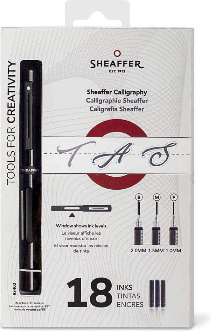 Sheaffer kalliegrafieset - zwart - penpunten F/M/B