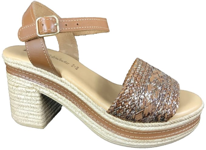 Pitillos 30210 cognac sandaal met blokhak & plateau | Bonne Shoe