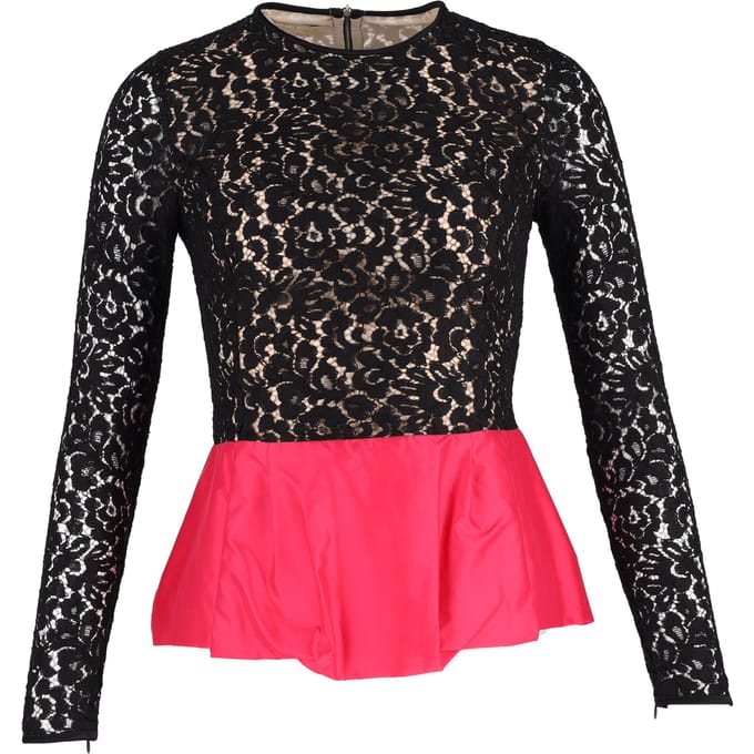 Michael Kors Collection Peplum Top in zwarte viscose kant