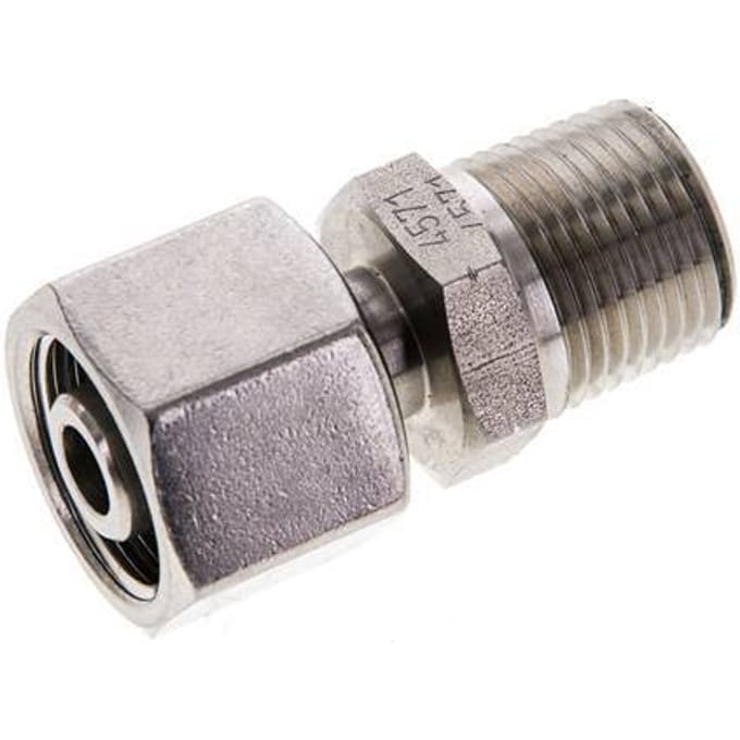 10S & 3/8'' NPT RVS Rechte Draaidoorvoer Buitendraad 630bar Verstelbaar ISO 8434-1