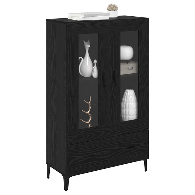 vidaXL Highboard Zwart Eiken 70 x 31 x 115 cm Gemonteerd hout en ijzer