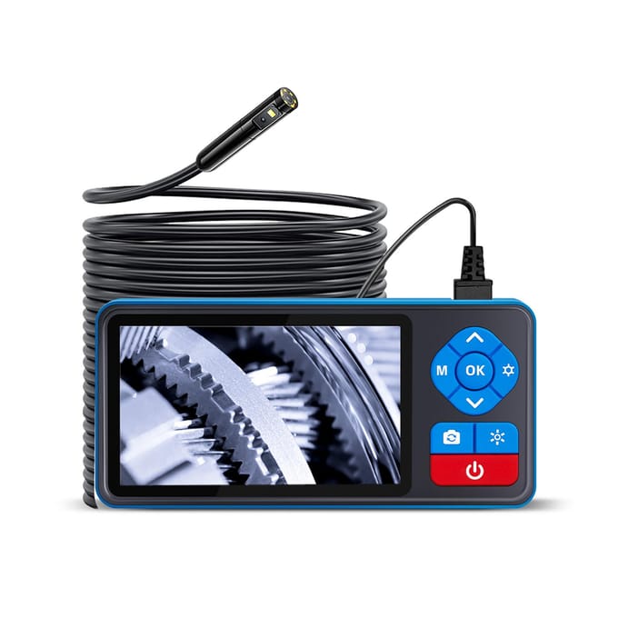 Endoscoopcamera met dubbele lens en licht 720P Borescoop met 4,5 inch IPS-scherm 16,4 ft flexibele sonde blauw