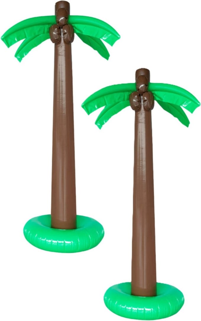 Opblaasbare palmboom XXL - 2x - 180 cm - groot formaat - fun decoratie opblaasartikelen