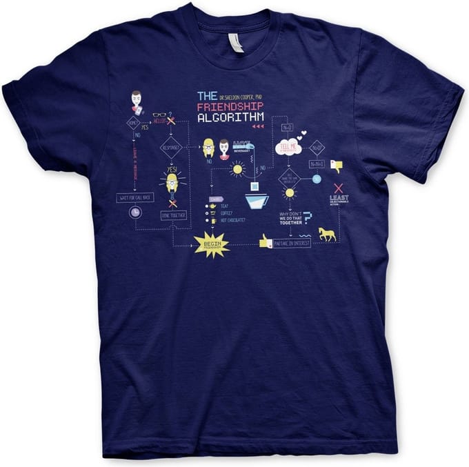 The Big Bang Theory Heren Tshirt -M- The Friendship Minions Algorithm Blauw