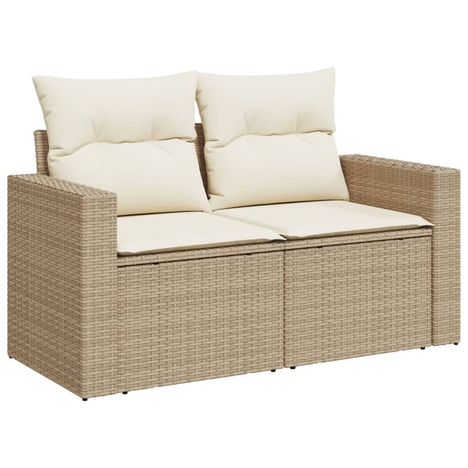vidaXL - 11-delige - Tuinset - met - kussens - poly - rattan - beige