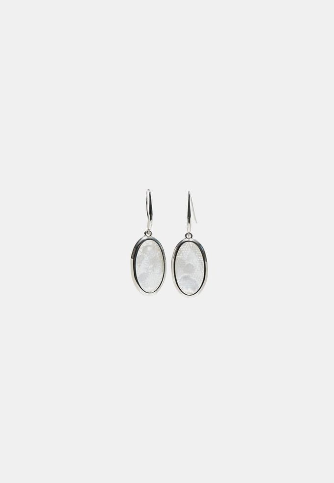Stradivarius Ovale oorhangers met kant  Grijs OS