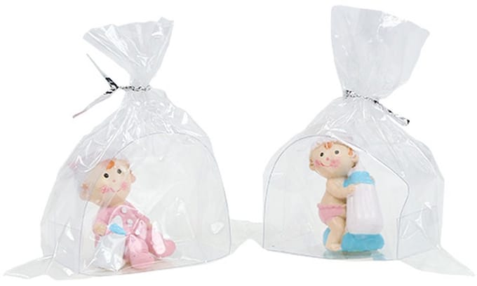 Decoratief figuur baby blauw, roze 4.5cm 2st, 2 Stück