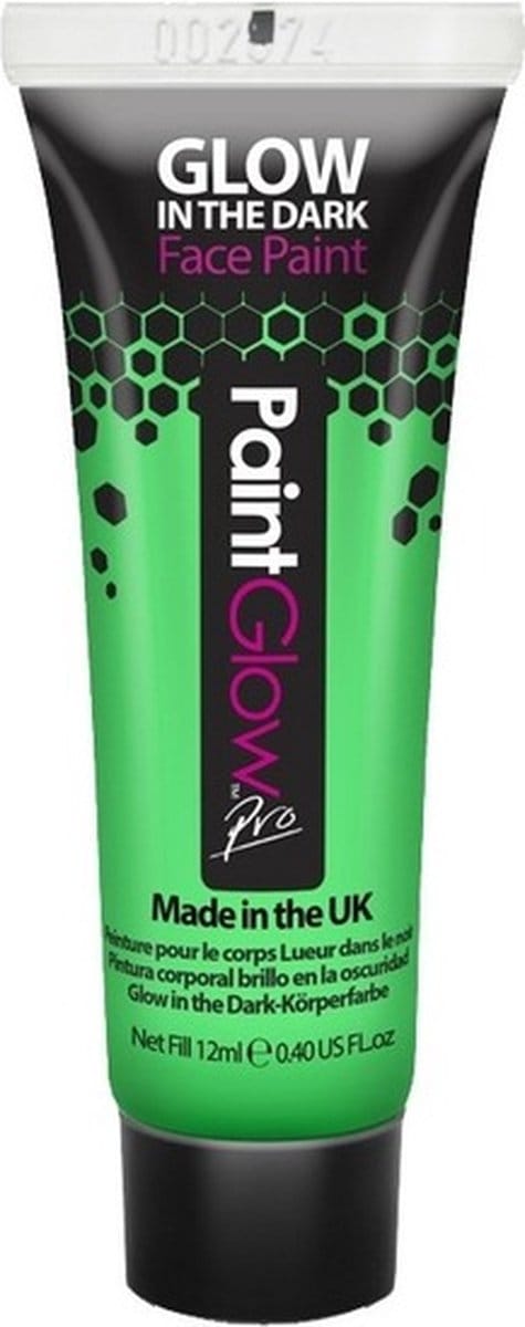 PaintGlow Face/Body paint - neon groen/glow in the dark - 10 ml - schmink/make-up - waterbasis