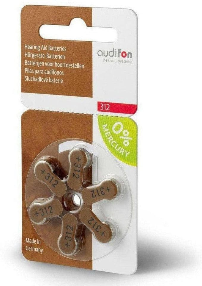 Audifon P312 hoortoestelbatterij bruin (60 stuks)