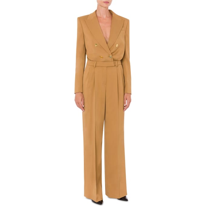 Moschino Diagonal Jumpsuit In Stretch Viscose Gold Buttons Brown Taglia: 38 | Tute Outlet | Donna | Giallo
