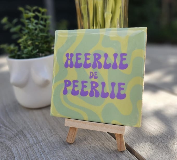 Daan kromhout design - Tegeltje heerlie green 10x10x1 cm