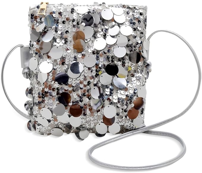 Dailygoods- Dameshandtas glinsterende pailletten - Schoudertas - Mini-tas - Feesttas - Zilveren tas - Polyester met ritssluiting