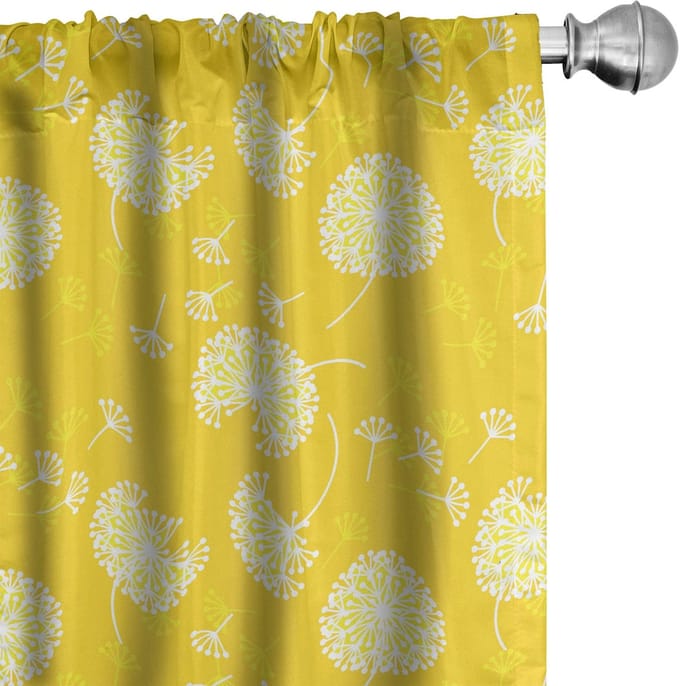 ABAKUHAUS Voorhangen – 2x75x245 cm – Geel-Wit, Microfaser