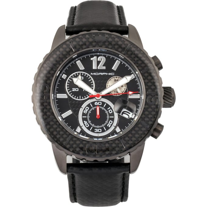 Morphic M51-serie chronograaf horloge met leren band met datum