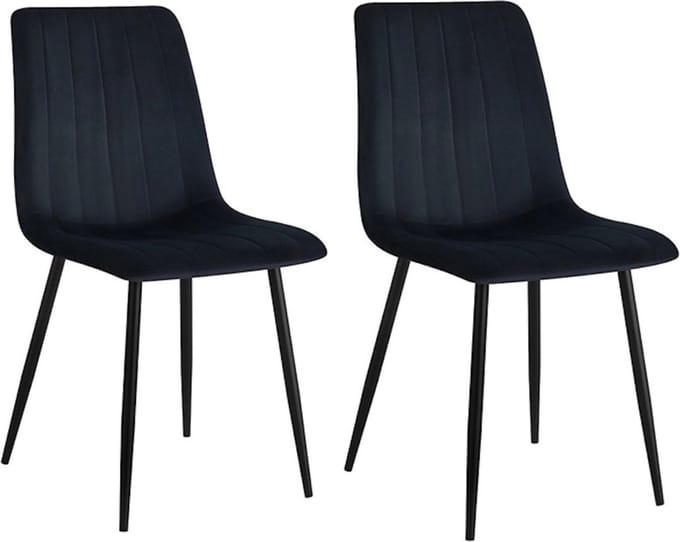 Colenis® - Eline Eetkamerstoel - Zwart - Set Van 2 - Fluweel - Velvet - Industrieel