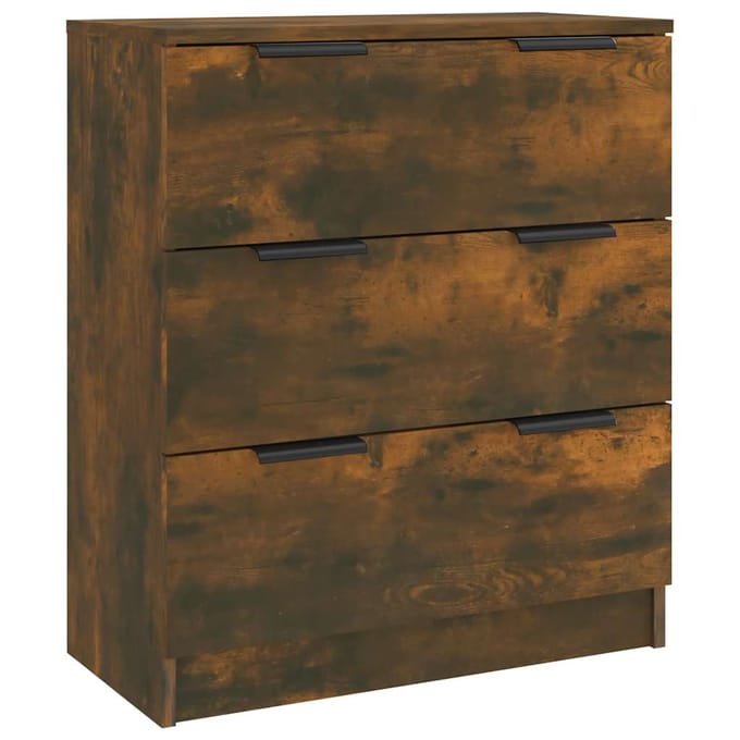 vidaXL - 3-delige - Dressoirs - bewerkt - hout - gerookt - eiken