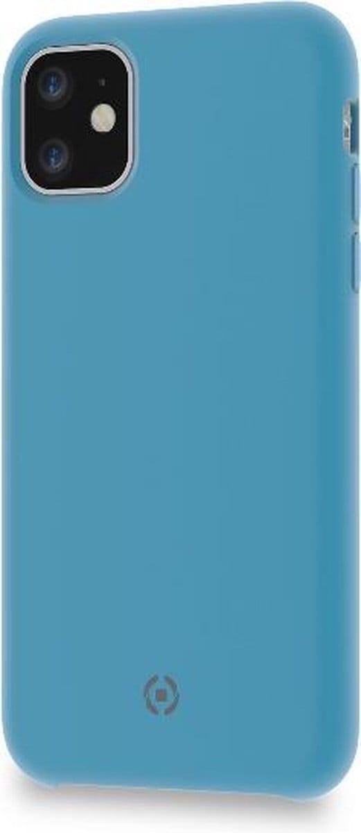 Celly Leaf Siliconen hoesje - Geschikt voor Apple iPhone 11 - TPU Back Cover - Microfiber - Blauw