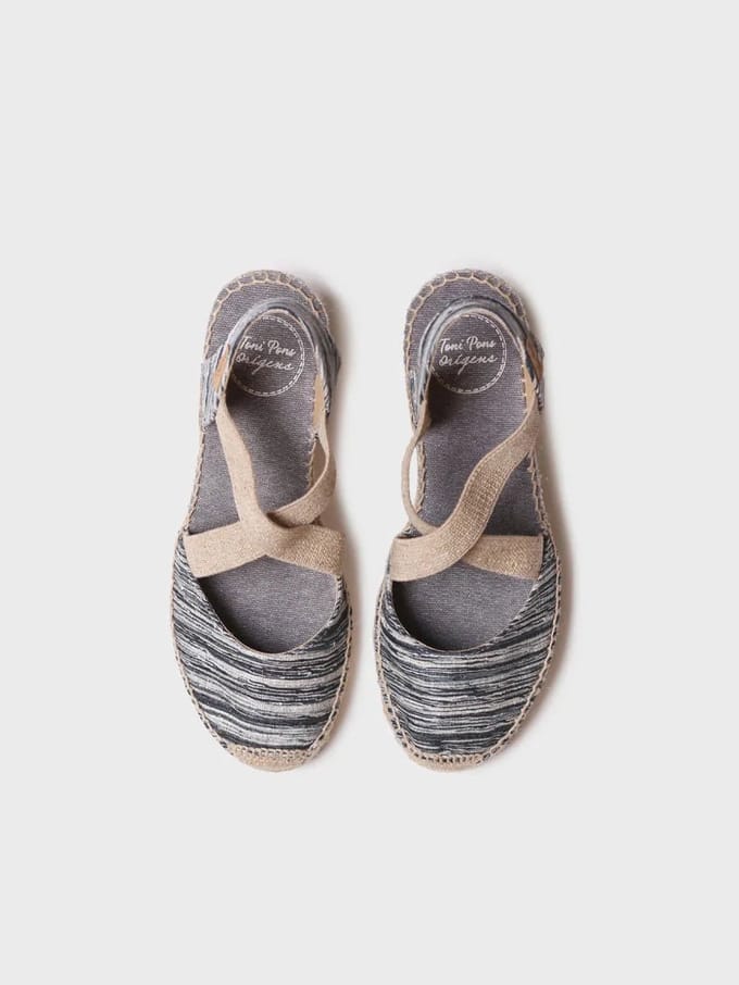 Dames espadrille met sleehak en gekruiste elastische bandjes | SABA-RG