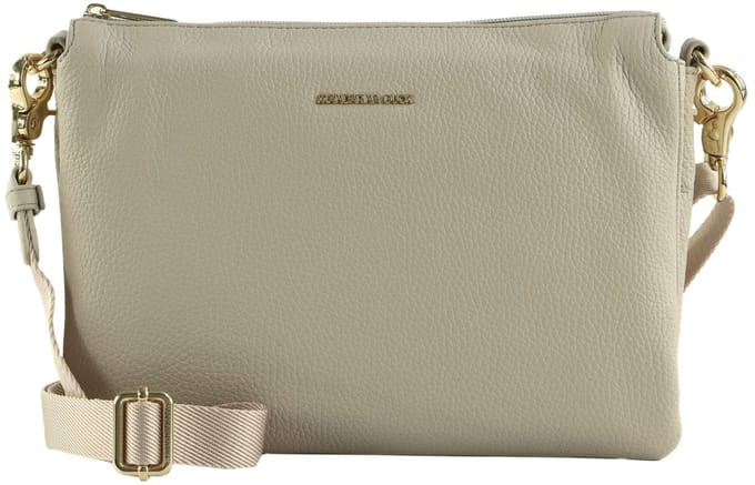 MANDARINA DUCK Leren schoudertas Mellow Leather Crossover Bag Cocoon Lichtgrijs