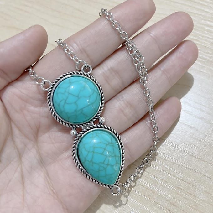 Retro Metal Etnische Turquoise Vingerarmbanden, Accessoires gray