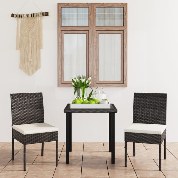 vidaXL - 3-delige - Tuinset - poly - rattan - zwart