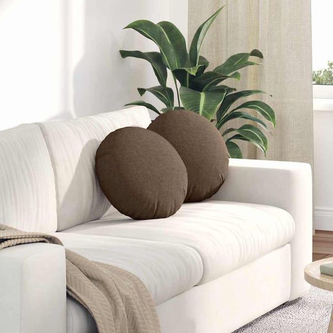 vidaXL - Zitkussens - 2 - st - Stof - Bruin - Ø40 - x - 13 - cm