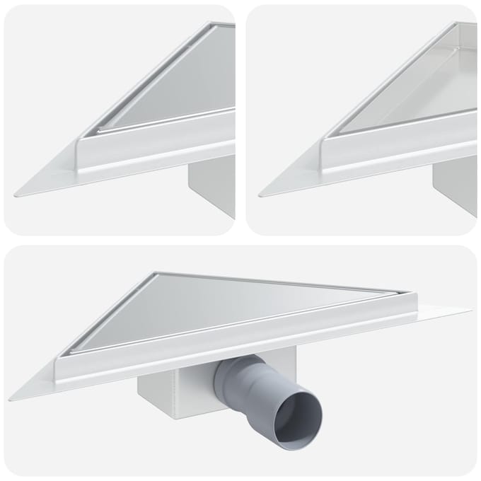 vidaXL - 2 - in - 1 - driehoekige - doucheafvoer - zilver - 32 - x - 32 - x - 7,5 - cm