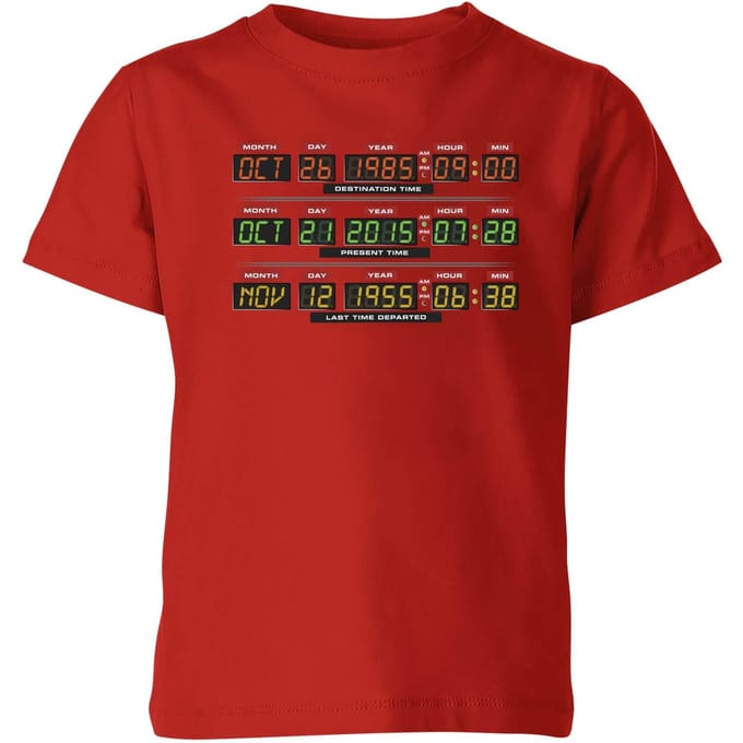 Back To The Future Destination Clock Kids' T-Shirt - Red - 122/128 (7-8 jaar)