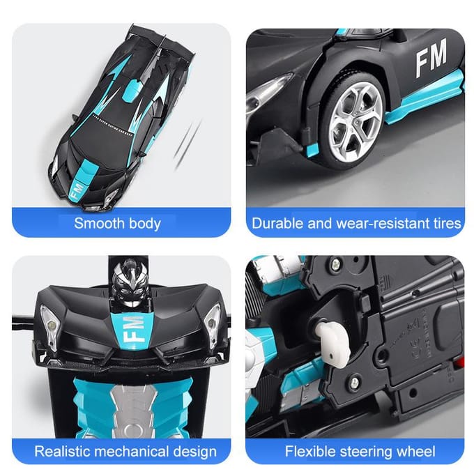 2.4GHz Afstandsbediening Transformerende Auto RC Auto met Deformatie Dansfunctie voor Kinderen Cool blauw
