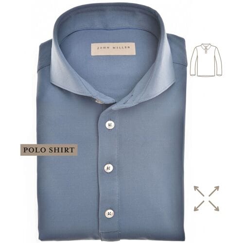 John Miller Slim-Fit Hyperstretch Long Sleeve Poloshirt Midden Blauw / male